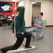 two students stretching